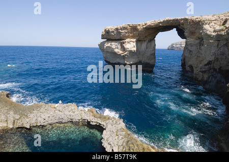 La fenêtre d'Azur à Dwejra Point, Gozo, Malte, Méditerranée, Europe Banque D'Images