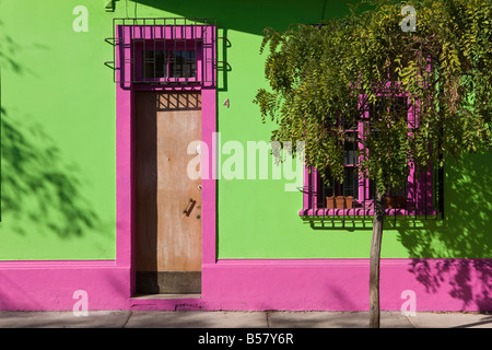 Façades peintes de couleurs vives dans le quartier branché de Barrio Bellavista, Santiago, Chili, Amérique du Sud Banque D'Images