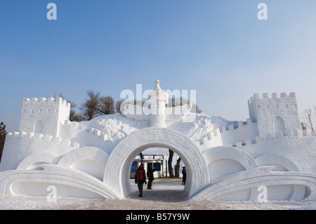 Festival de sculpture sur neige et sur glace à Sun Island Park, Harbin, Heilongjiang Province, le nord-est de la Chine, de l'Asie Banque D'Images