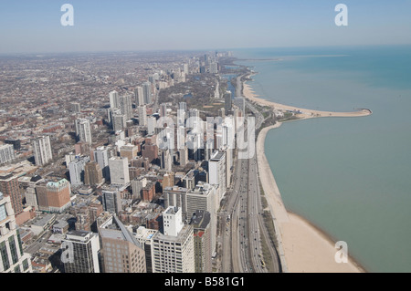 Le lac Michigan prises à partir de la Hancock Building, Chicago, Illinois, États-Unis d'Amérique, Amérique du Nord Banque D'Images