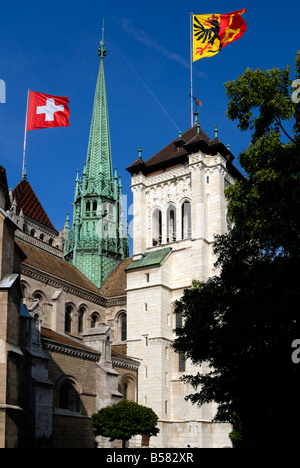 Cathédrale Saint-Pierre, vieille ville, Genève, Suisse, Europe Banque D'Images