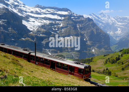 Train pour Jungfraujoch, Kleine Scheidegg, Oberland Bernois, Alpes Suisses, Suisse, Europe Banque D'Images