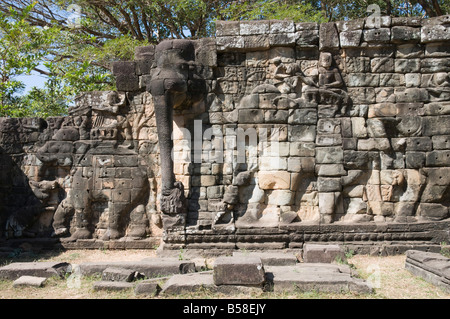 Terrasse des éléphants, Angkor Thom, Angkor, Site du patrimoine mondial de l'UNESCO, Siem Reap, Cambodge, Indochine, Asie du sud-est Banque D'Images