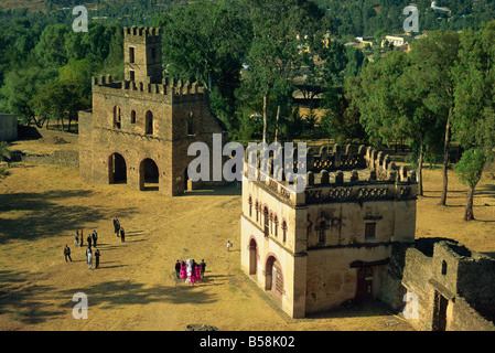 L'enceinte royale, avec partie de mariage, Gondar, Éthiopie, Afrique Banque D'Images
