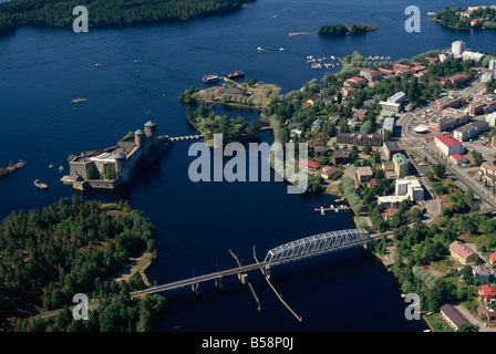 Vue aérienne du château d'Olavinlinna Helsinki Finlande Scandinavie Europe Banque D'Images