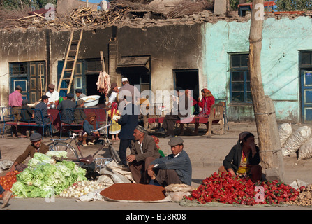 Dimanche, marché de Kashgar, la Province du Xinjiang, Chine Banque D'Images