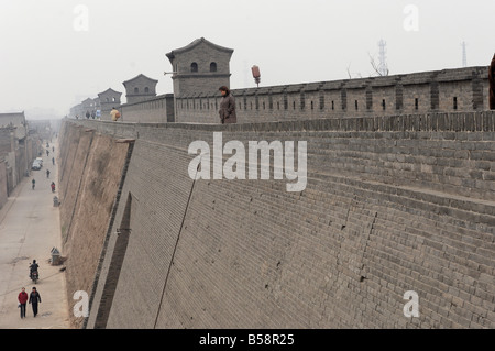 L'ancien mur de ville Pingyao construit environ 2700 ans et a augmenté dans la Dynastie Ming, Pingyao, Shanxi, Chine Banque D'Images