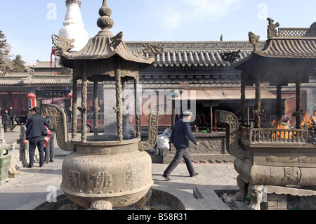 Grande Pagode Blanche, Tayuan Temple, l'un des plus anciens sites bouddhistes, 5 terrasse Mountain, Shanxi, Chine Banque D'Images