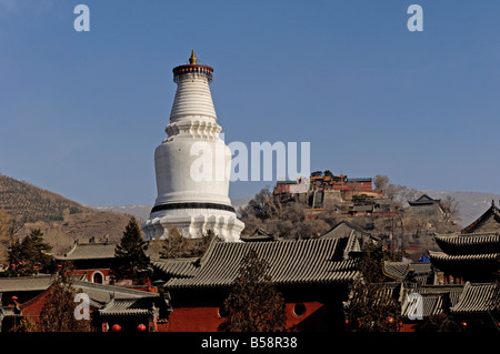 Grande Pagode Blanche, Tayuan Temple, l'un des plus anciens sites bouddhistes, 5 terrasse Mountain, Shanxi, Chine Banque D'Images