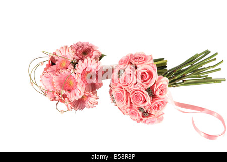 Deux bouquets roses gerberas roses et y compris Banque D'Images