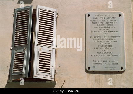 Inscrivez-vous informer que Napoléon ici shltered, Ajaccio, Corse, France, Europe Banque D'Images