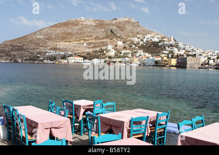 Taverne grecque traditionnelle de l'île de Leros Dodécanèse, Grèce Banque D'Images