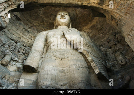 Grottes de Yungang Buddhist statues de coupe pendant la dynastie des Wei du Nord en 460 ANNONCE près de Datong, province de Shanxi, Chine Banque D'Images