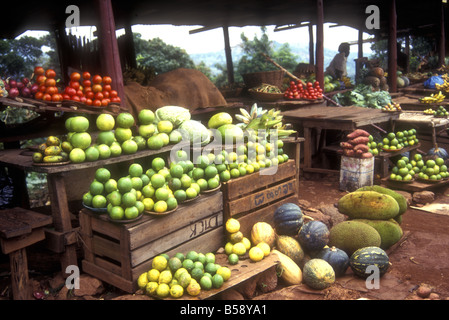 Le marché des fruits et légumes en bordure de l'Ouganda de décrochage Banque D'Images