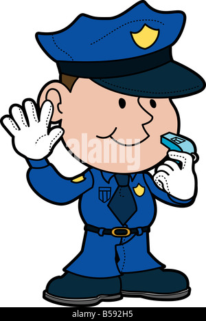 Illustration du policier avec main et sifflet Banque D'Images