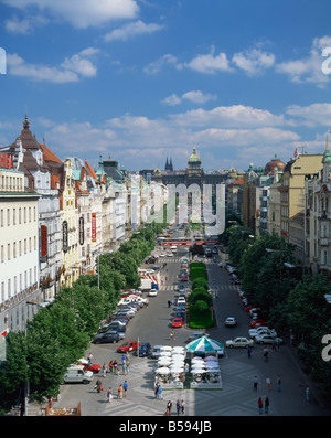 La place Venceslas de Prague République Tchèque Europe Banque D'Images