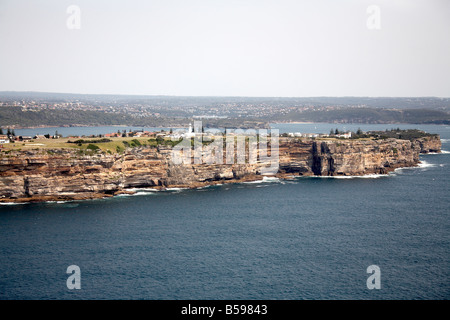 Vue aérienne de l'ouest parc Gap phare Watsons Bay Sydney NSW Australie oblique de haut niveau Banque D'Images