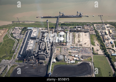 Vue aérienne au sud de Tilbury Power Station d'épuration d'embarcadères Tamise London Thurrock RM18 UK Banque D'Images