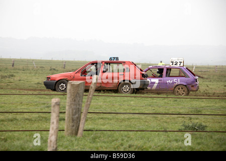 Stoxx ou stock banger racing voiture près de Shalcombe Ile de Wight Angleterre UK 200705 QE Royaume-Uni Royaume-Uni Grande-Bretagne Angleterre Banque D'Images