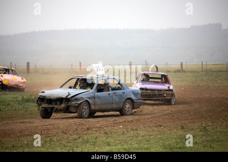 Stoxx ou stock banger racing voiture près de Shalcombe Ile de Wight Angleterre UK Banque D'Images