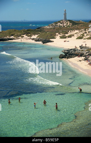 Phare de Bathurst le bassin de Rottnest Island Perth Western Australia Australie Pacifique Banque D'Images