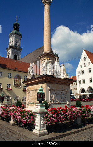 La colonne de Marie avec quatre patrons de la ville de Bavière Freising Allemagne Europe Banque D'Images