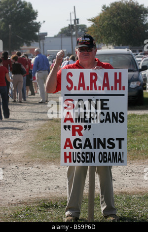 Partisan enthousiaste de Sarah Palin pour la vice-présidence Banque D'Images