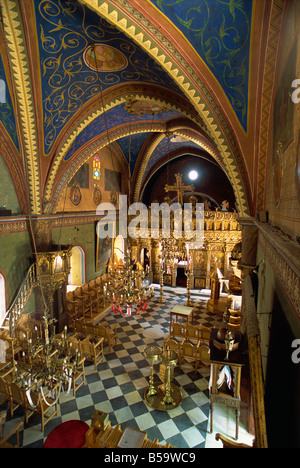 Intérieur de l'église Saint Nicolas, Chalki (Halki), îles du Dodécanèse, îles grecques, Grèce, Europe Banque D'Images