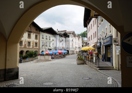 La place du marché, Berchtesgaden, Bavière, Allemagne Banque D'Images