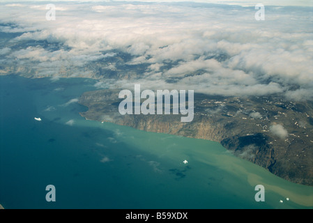 Vue aérienne de la côte ouest du Groenland, Ilulissat, Groenland, régions polaires Banque D'Images