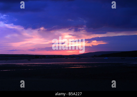 Coucher de soleil sur la côte jurassique près de Weymouth Dorset UK Banque D'Images