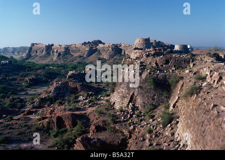 Remparts, Tughlaqabad, l'état d'Haryana, Inde Banque D'Images