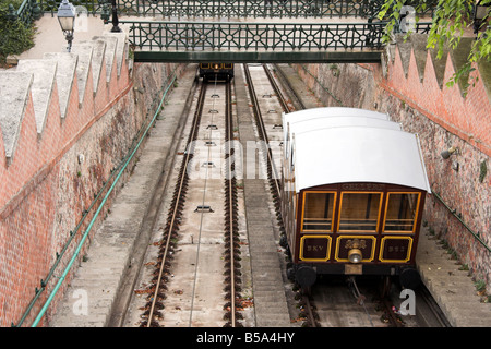 Funiculaire, la colline du Château de Buda, la vieille ville, Budapest, Hongrie, Banque D'Images