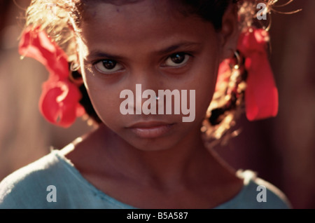 Portrait d'une jeune Indienne Varanasi Benares Asie Inde Uttar Pradesh Banque D'Images
