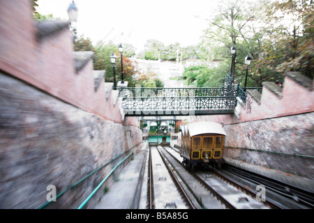 Funiculaire, la colline du Château de Buda, la vieille ville, Budapest, Hongrie, Banque D'Images