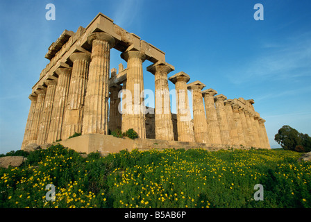 Temple de Héra datant du 5e siècle avant J.-C. Selinunte Sicile Italie Europe Banque D'Images