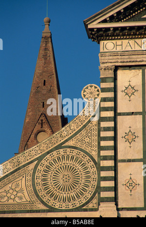 Détail de l'église Santa Maria Novella, Florence, Toscane, Italie, Europe Banque D'Images