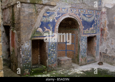 Mosaïque de la Maison de Neptune et Amphitrite, le Vésuve, Campanie, Italie Banque D'Images