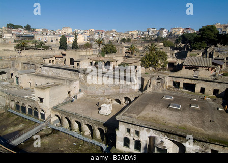 Les ruines d'Herculanum, une grande ville romaine détruite par une éruption volcanique du mont Vésuve, près de Naples, Campanie, Italie Banque D'Images