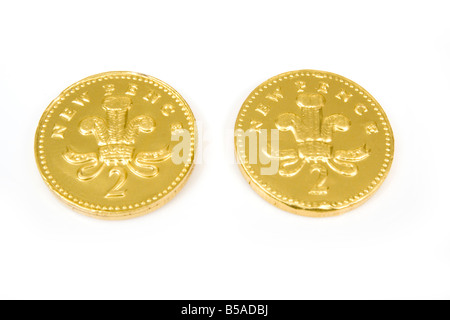 Argent chocolat isolated on white background studio Banque D'Images