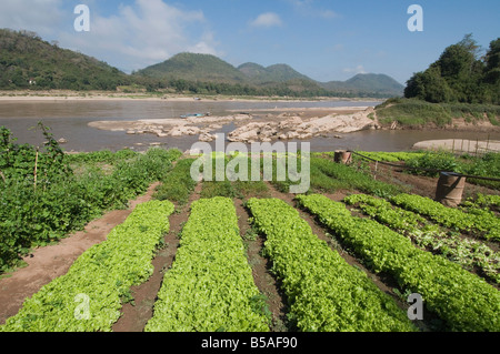 Les rivières du Mékong et Khan, Luang Prabang, Laos, Indochine, Asie du sud-est Banque D'Images