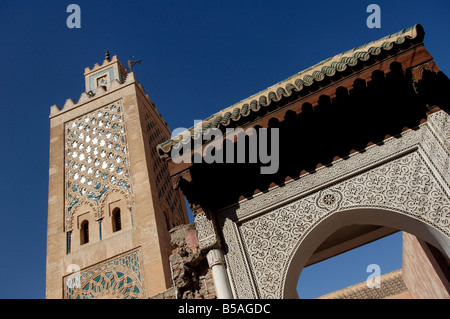 La Medersa mosquée, Medina, Marrakech, Maroc, Afrique du Nord, Afrique Banque D'Images