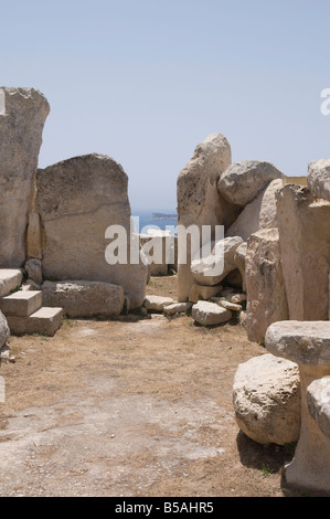 Hagar Qim, un temple mégalithique, UNESCO World Heritage Site, Malta, Europe Banque D'Images