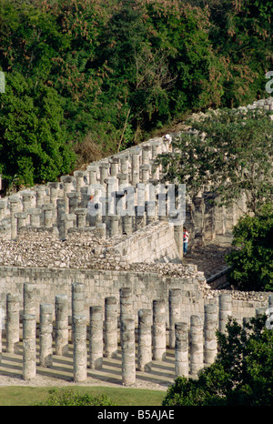 Le groupe d'un millier de colonnes Chichen Itza, Site du patrimoine mondial de l'UNESCO, Yucatan, Mexique, Amérique du Nord Banque D'Images