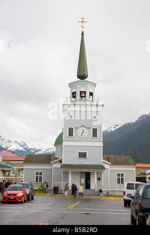 Saint Michael's Eglise orthodoxe russe au centre-ville de Sitka, Alaska Banque D'Images
