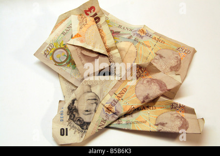 Tatty tenners vieux de dix livres sterling currency notes Banque D'Images