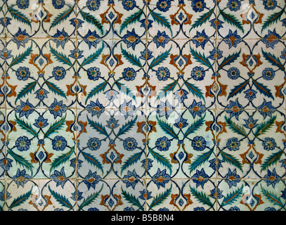 Détail de carreaux dans le harem, le palais de Topkapi, Istanbul, Turquie, Europe Banque D'Images