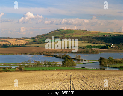 Arun Valley dans l'alimentation, avec au-delà des South Downs, Bury, Sussex, Angleterre, Europe Banque D'Images