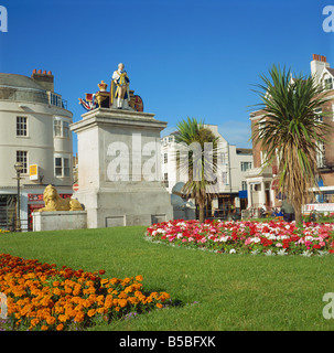 Le roi George III statue et jardins, Weymouth, Dorset, Angleterre, Europe Banque D'Images