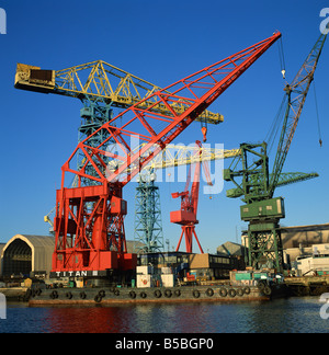 Les grues de chantier naval Swan Hunter sur la Tyne au nord-est de l'Angleterre Royaume-Uni Europe Banque D'Images